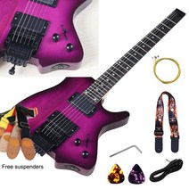 헤드리스 일렉트릭 기타 여행용 고광택 전문 6 현 미니 휴대용 30 인치, [01] 30 Inches, [04] M4 Purple