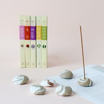 [모리앤] 천연향료로 만든 플라워 인센스 5가지향+수공예 마블도자기홀더세트 5가지향, 로즈