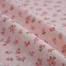진흥 텍스타일 린넨원단 1yard 기준 리본꽃 시리즈, Pink