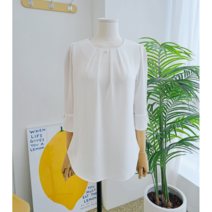 소망샵 단아한 진주 꽃잎소매 7부 블라우스 빅사이즈 봄여름 하객룩 여성 단체 합창복