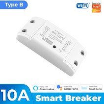 홈 iot 스마트 스위치 SMATRUL-투야 라이트 와이파이 스위치 라이프 앱 음성 릴레이 컨트롤러 타이머 모듈 구글 알렉사 벽 110V 220V 10A, Type B