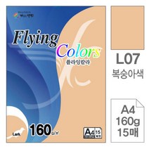 [RA㏓] 삼원)플라잉칼라(L07.복숭아색 A4 160g 15매) 미술색지 고급면지 용종이 색종이 초대장 인쇄 디자인 초청장 디자인이 사무용 ▷_§Ea, 《본상품》