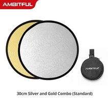 AMBITFUL-고품질 2in1 골드 실버 화이트 30cm 라운드 반사판 야외 및 실내 촬영, 04 Gold and Silver