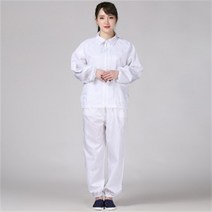 Ogfaour 여름작업복상의 제전분체복 화이트지퍼 쇼트 워크 가을 방진복 무진복 제전복 정전기 방지, 화이트 세트_XXXL, 1개