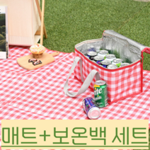 에쎈피 피크닉 매트 보온백 세트 한강 돗자리 프리미엄 방수, 옐로우체크, 그린리프