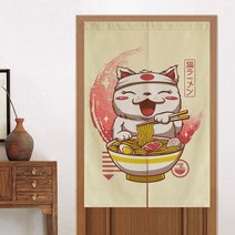 인테리어 액자 그림 일본식 천 커튼 홈 레스토랑 주방 도어 노렌 누들 마스터 고양이, 연한 초록색, 80x130cm