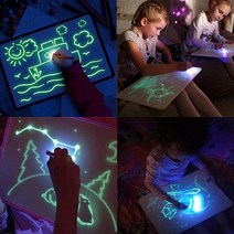 드로잉패드 luminescent light drawing board 3d 매직 형광 인, 라이트 블루 a5