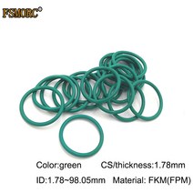 가스켓녹색 FKM o 링 ID1.78mm ~ 98.05mm 두께/CS 내유성 산 및 알칼리 씰링 개스킷 FPM o-링, 02 ID2.57x1.78mm  10pcs