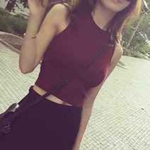 [KT알파쇼핑]민소매 라운드 티셔츠 여자 크롭 캐주얼 여행 코디