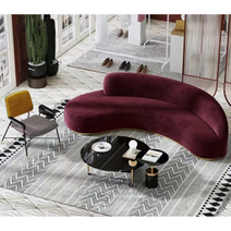 6인용쇼파 곡선 라운지소파 매장 코너형 업소용소파, 와인, 4인 240cm