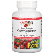 내추럴 팩터스 체리 농축물 슈퍼 스트렝스 500mg 소프트젤 90정, One Color, One Size