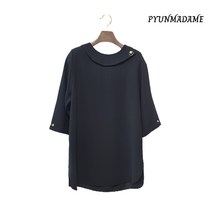[편마담샵] 50대 중년여성 정장 블라우스 7부 루즈핏 단색 티셔츠 코디