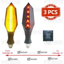 스쿠터 전동 Pthene-전기 자전거 48V 52V 60V 72V 전기 자전거 오토바이 스쿠터 LED 방향 지시등, 05 Yellow Red 3pcs
