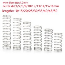 태엽 스프링 인장 볼트 코일 금형 스파이럴 대형 용수철 10 개몫 1.0mm 스테인레스 스틸 압축 외경 6mm 7mm 8mm 9mm 10mm12mm 13mm 14mm 15mm, 50mm, 50mm
