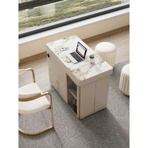 이동식 사각형 테이블티테이블 모던 화이트, 티테이블과호스트의자+원형스툴2개