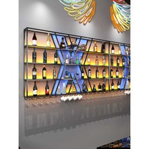 벽걸이위스키장 미니 장식장 코너 유리 양주장 진열장, LED조명 200x20x145cm