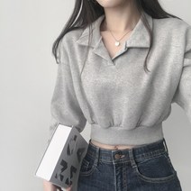 리리의감각 여성 카라 크롭 겨울 기모 맨투맨