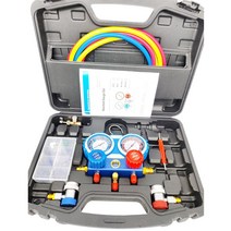 R134 R22 R404A R407C 냉동 키트 자동차 진단 AC 매니 폴드 게이지 HVAC 에어컨 충전 세트 5 피트 호스, 01 BLACK