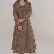bom-7 러블리 고퀄리티 로맨틱 부담없는 롱 호피 원피스