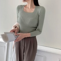 쫀득 스퀘어넥 골지 니트티 7color