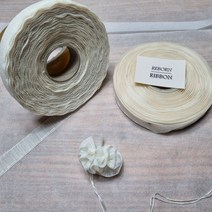 리보너 요술리본 당기면 꽃이 되는 포장용 공예용 포인트 완성리본 1롤 45m, 크림, 베이직, 17mm