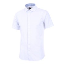 로베르타디까메리노 남성용 P/C 솔리드 슬림핏 화이트 반소매 셔츠 RK2-354-1