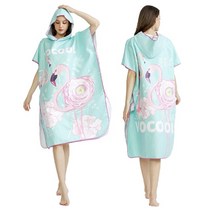 수영 타올 수건 마이크로 화이버 대형 비치 타월 잠수복 로브 남성 여성 후드 목욕 서핑 판초 빠른 가운, [02] L (110CM)-W (88CM), [05] SZ301 Flamingo