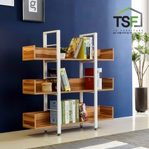TS-15 3단 가림막 1200 책장 철제 거실 철재 인테리어 수납 diy가구, 화이트프레임/아카시아