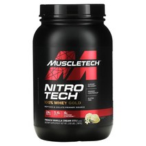머슬테크 Nitro Tech 100% 유청 골드 프렌치 바닐라 크림 맛 907g(2lbs), 3병, 907g