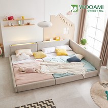 우아미가구 모노 A형 Q+SS LED 패브릭가죽 독립매트 침대 DM5127, 단품