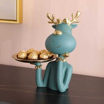 카페 트레이 인테리어 소형 사슴 가정용 소품 선반, 사슴 트레이 (블루 도트)