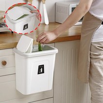 [소공원] 슬라이드 캡 쓰레기통 걸이식휴지통 주방용 싱크대용 음식물쓰레기 행잉휴지통, 1개, 그레이