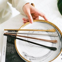 Gosun 세련된 메탈 스테인레스 스텐 우유 칵테일 커피 음료 홈카페 롱 티스푼, 소형-실버