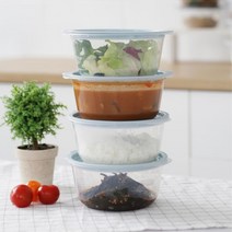 냉동밥 반찬소분 냉장냉동 전자렌지용기4p 냉장고정리용기, 네이비그레이 4P