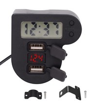 방수 12V 24V 오토바이 듀얼 USB 충전기 시간 시계 LED 전압계 오프 스위치 전원 어댑터 용 GPS 태블릿