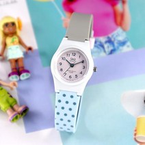 큐앤큐 그레이블루도트 시계 VP47J-034Y