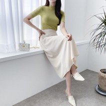 셀러허브(잡화) 여자 썸머 뒷밴딩 A라인 컬러 롱 스커트