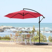 알루미늄파라솔 3M 특대형 고급형 야외 정원, 레드, 파라솔3.0+물통베이스