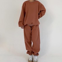 장바9니 동대문제작 오버핏 맨투맨 트레이닝바지 세트 커플