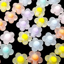 불투명 파스텔 이중 꽃 비즈(약 45개) DIY만들기재료 미술준비물