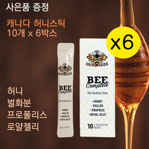 캐나다 QueenBee 비컴플리트 허니스틱 10g x 10스틱 꿀, 6개, 100g