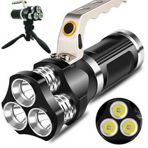 [RA㏓] LED 3구 탐조등 서치라이트 손전등 3600루멘 써등 야간써 탐사등 써라이트 충전식 서등 핸들써등 작업등 ▷_§Ea, 《본상품》