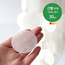 선별 자개 5cm 30개 팩 내츄럴 컬러 발리소품 자개 모빌 DIY 만들기 카피즈 썬캐쳐 만들기 재료 크리스탈 홀로그램 자연물모빌 체험학습 부자재 아이방꾸미기 화이트인테리어 행운, 원형-30개(5cm), 16.피치퍼프(30개)