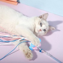 아트박스/위드마켓 폼폼이 고양이 낚싯대 장난감(스카이)