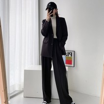 어나더원) 오버핏 화이트 검은 자켓 바지 여성 가을 셋업 정장 세트 수트