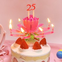 [산타곰돌이초] 아이템하우스 생일축하 멜로디 연꽃초 + 숫자세트 2p 3개 1세트, 핑크3개