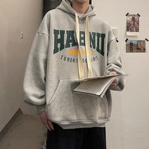 이유까까 남성용 HABN 오버핏 기모 후드티