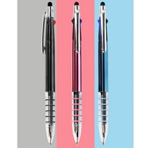 [국산]코리아5링 3색니들터치펜 니들볼펜 3색볼펜 터치펜(1개 가격), 블루