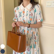 0 velys 포인트 가득 스티치 플라워 롱 원피스 CSO1137