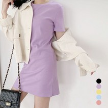 여성 청순미 가득 파스텔 칼라 데일리 반팔 원피스